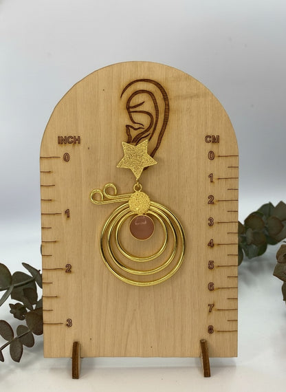 Trendy Gold Plated Star Accent Monalisa Stone Dangler