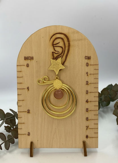 Gold Plated Star Accent Dangler Earrings with Monalisa Stone