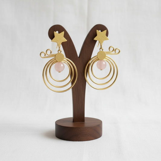 Trendy Gold Plated Star Accent Monalisa Stone Dangler