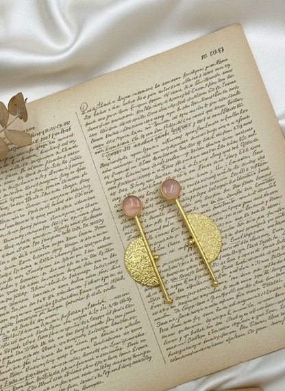 Gold Plated Half Circle Dangler Earrings for Women