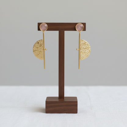 Gold Plated Half Circle Dangler Earrings