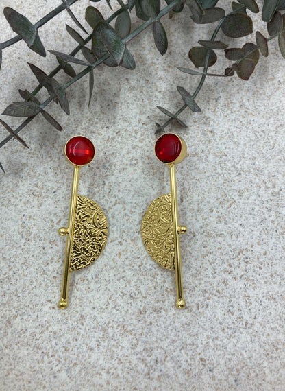 Gold Plated Half Circle Dangler Earrings for Women