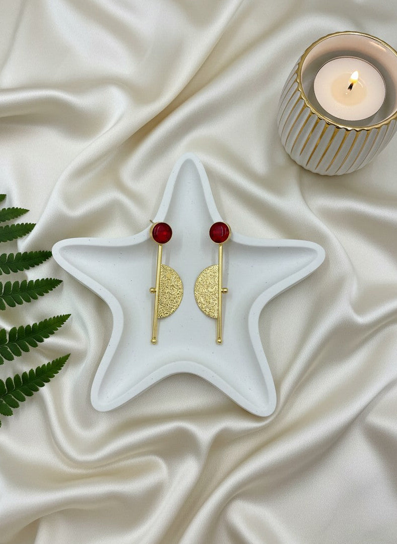 Gold Plated Half Circle Dangler Earrings for Women