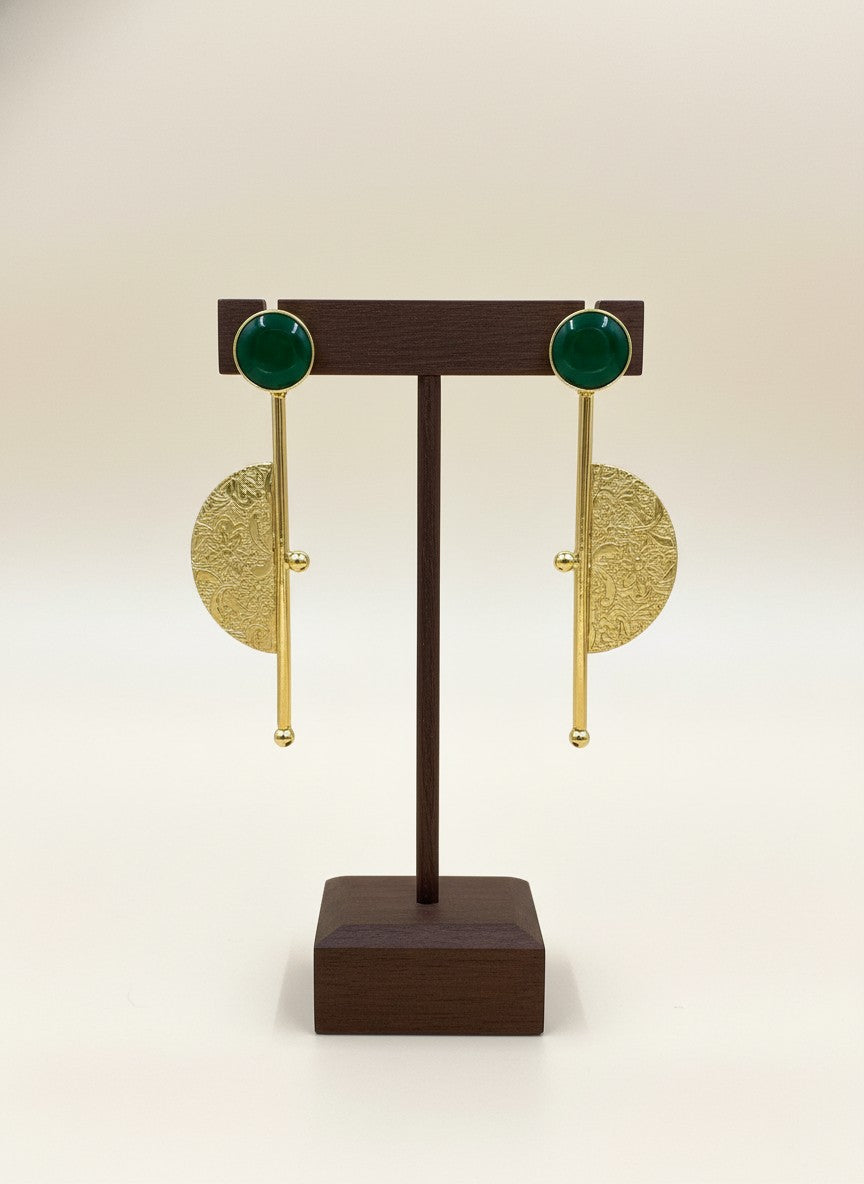 Gold Plated Half Circle Dangler Earrings for Women