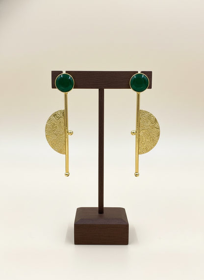 Gold Plated Half Circle Dangler Earrings for Women