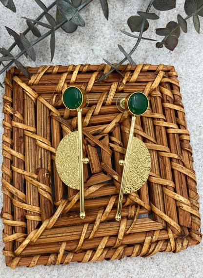 Gold Plated Half Circle Dangler Earrings for Women