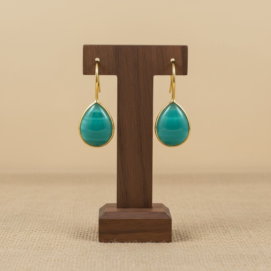Trendy Gold Plated Drop Stone Dangler Earrings