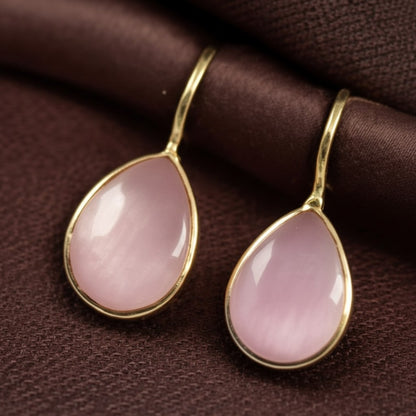 Trendy Gold Plated Drop Stone Dangler Earrings