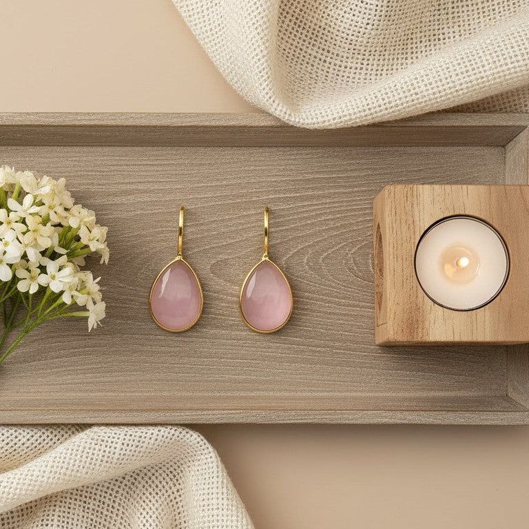 Trendy Gold Plated Drop Stone Dangler Earrings