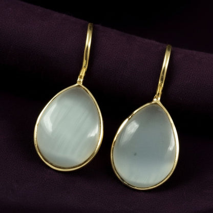 Trendy Gold Plated Drop Stone Dangler Earrings