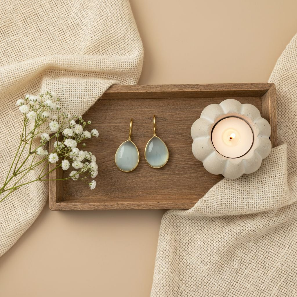 Trendy Gold Plated Drop Stone Dangler Earrings