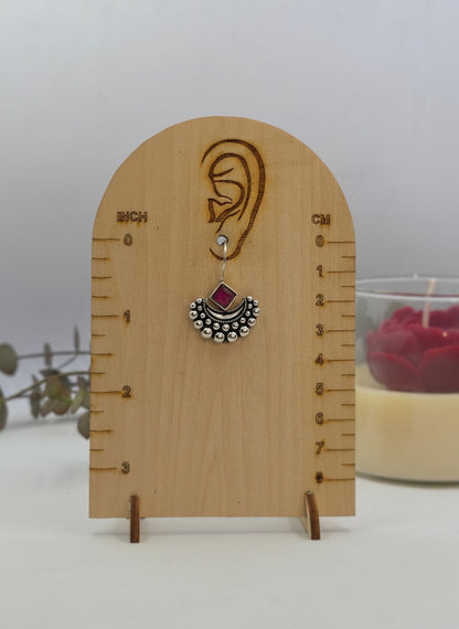 Rani Hook Chandbali Earrings with Dark Pink Stone Accent for Women - Everyday Wear