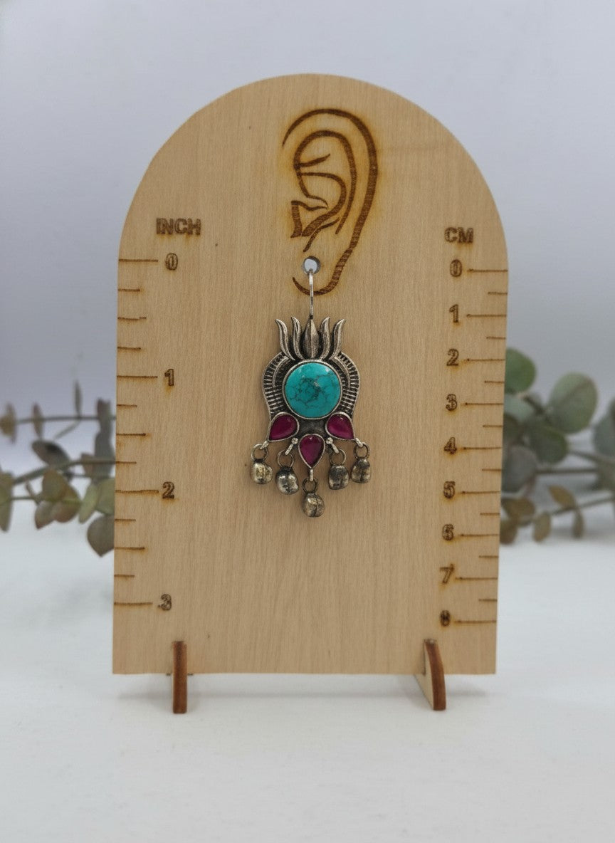 Turquoise Rani Lotus Ghungroo Hook Earrings for Women - Everyday Wear