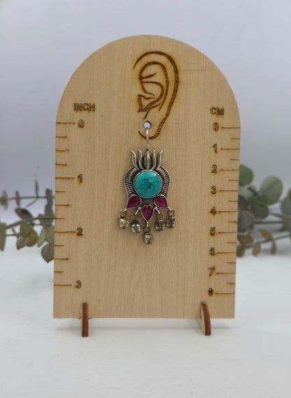 Turquoise Rani Lotus Ghungroo Hook Earrings for Women - Everyday Wear
