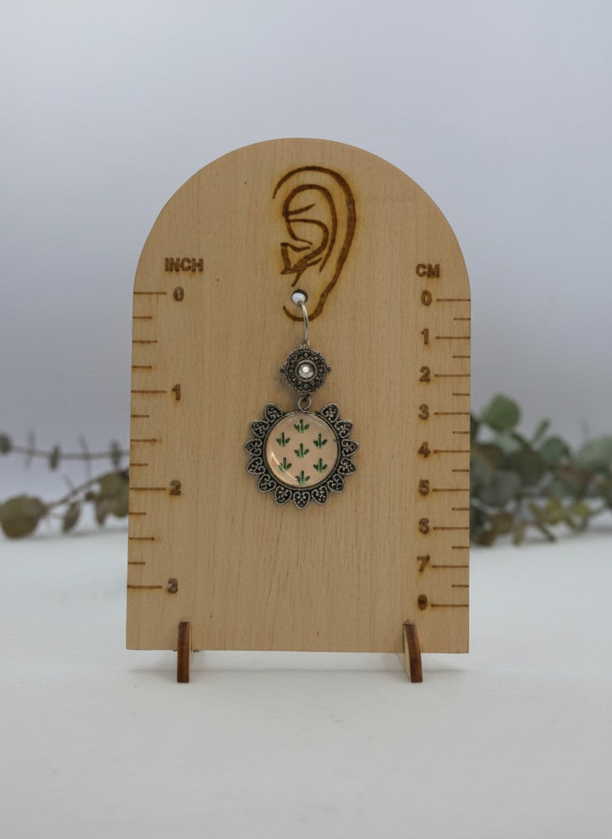 Hand-Painted Enamel Ivory Leaf Motif Hook Earrings for Women - All Occasions