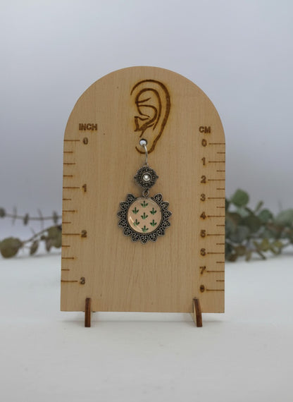 Hand-Painted Enamel Ivory Leaf Motif Hook Earrings for Women - All Occasions