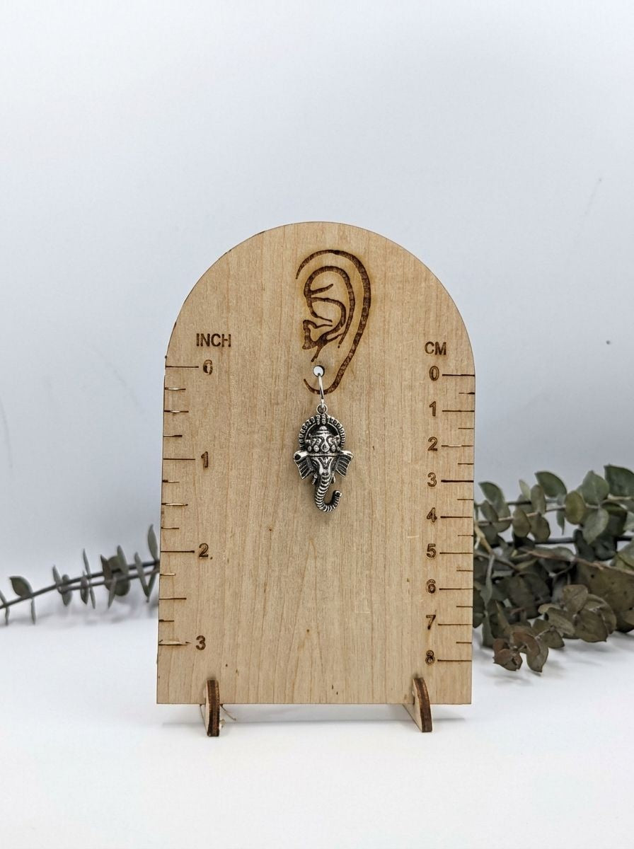Ganesha Antique Silver Oxidized Hook Earrings for Women - Everyday Ethnic Wear
