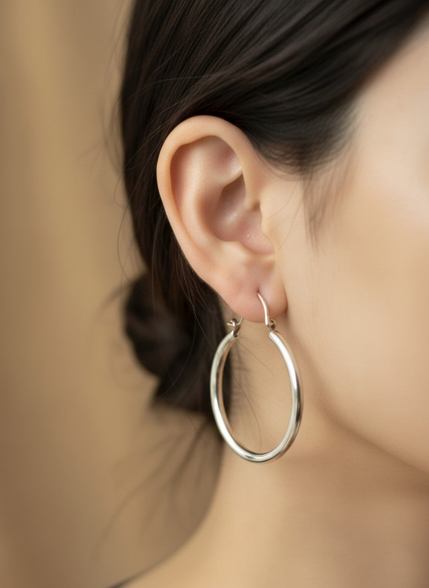 Silver Oxidized Textured Rope Hoop Earrings for Women - Everyday Wear