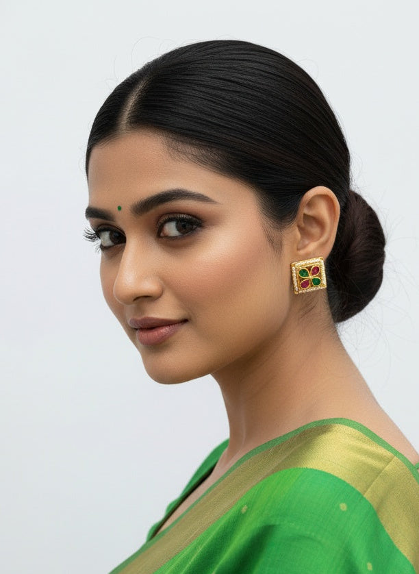 Designer Elegant Kundan and Pearl Gold plated Stud Earrings for Women - All Occasions