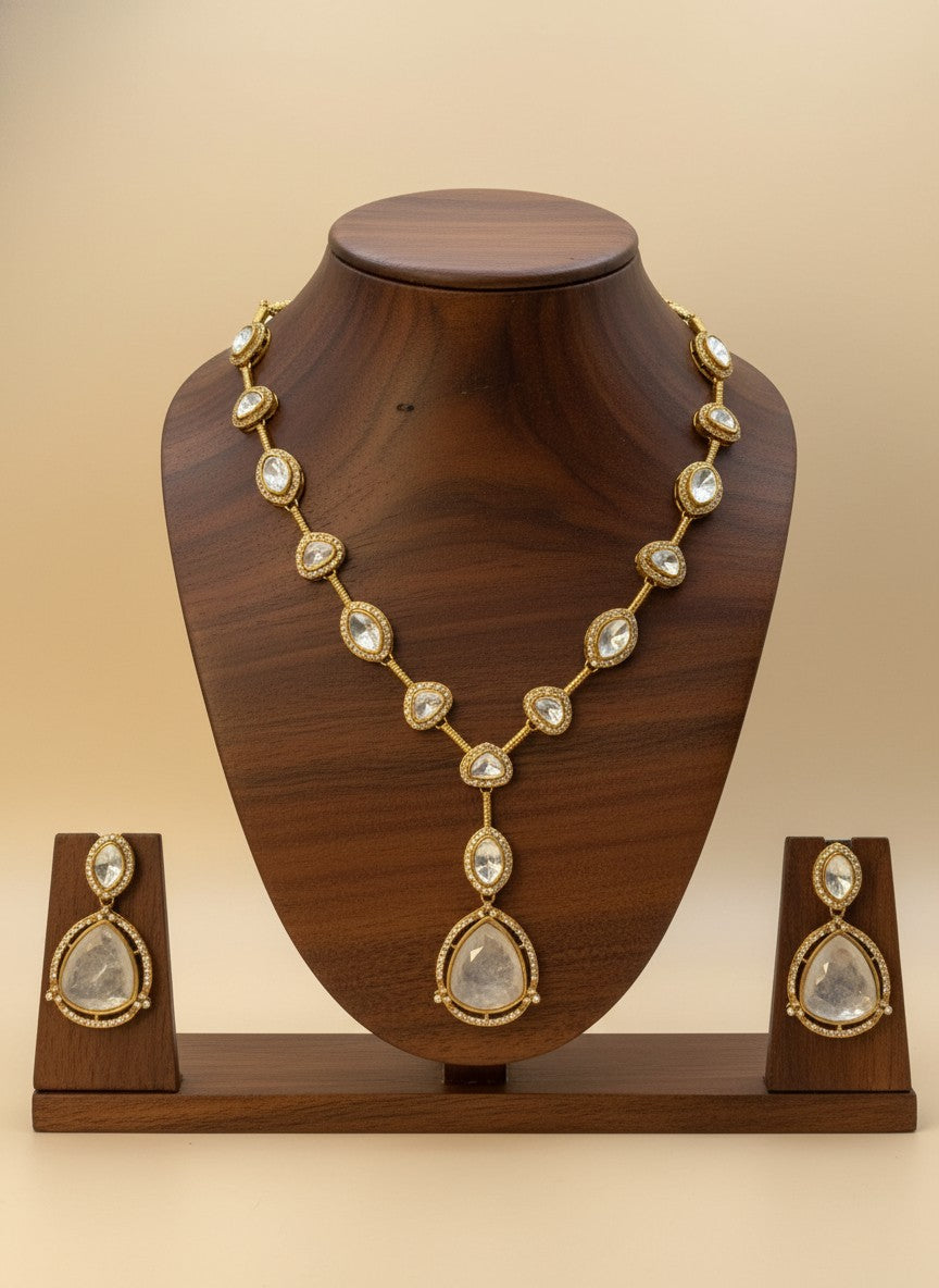 Dhoomra Noor Smoky Grey Doublet Stone Polki Necklace Set for Women – Wedding & Occasion Wear