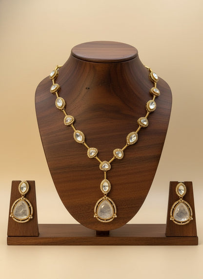 Dhoomra Noor Smoky Grey Doublet Stone Polki Necklace Set for Women – Wedding & Occasion Wear