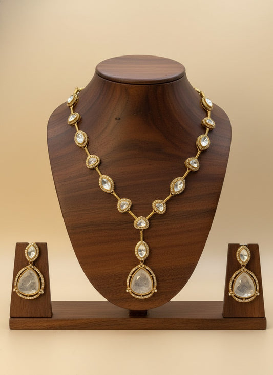 Dhoomra Noor Smoky Grey Doublet Stone Polki Necklace Set for Women – Wedding & Occasion Wear