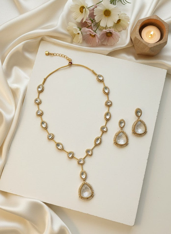 Dhoomra Noor Smoky Grey Doublet Stone Polki Necklace Set for Women – Wedding & Occasion Wear