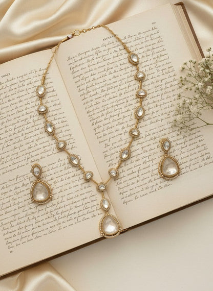 Dhoomra Noor Smoky Grey Doublet Stone Polki Necklace Set for Women – Wedding & Occasion Wear