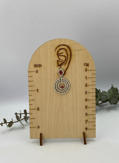 Trendy Silver Plated American Diamond Circular Motif Design Dangler Drop Earrings