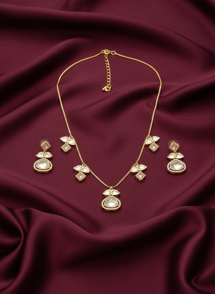 Traditional Kundan Necklace Set with Charms Pendant