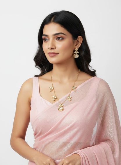 Traditional Kundan Necklace Set with Charms Pendant