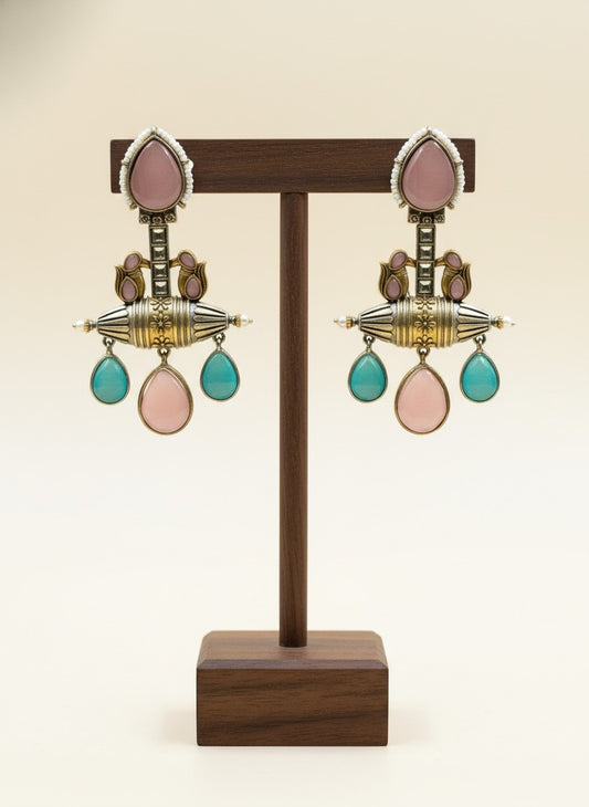 Fusion Monalisa Stone Statement Dangler Earrings for Women - Special Occasions