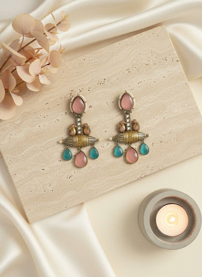 Fusion Monalisa Stone Statement Dangler Earrings for Women - Special Occasions