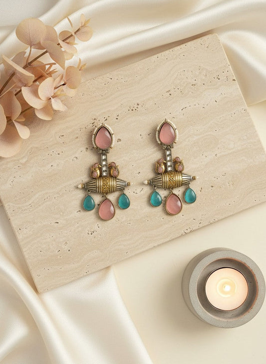 Fusion Monalisa Stone Statement Dangler Earrings for Women - Special Occasions