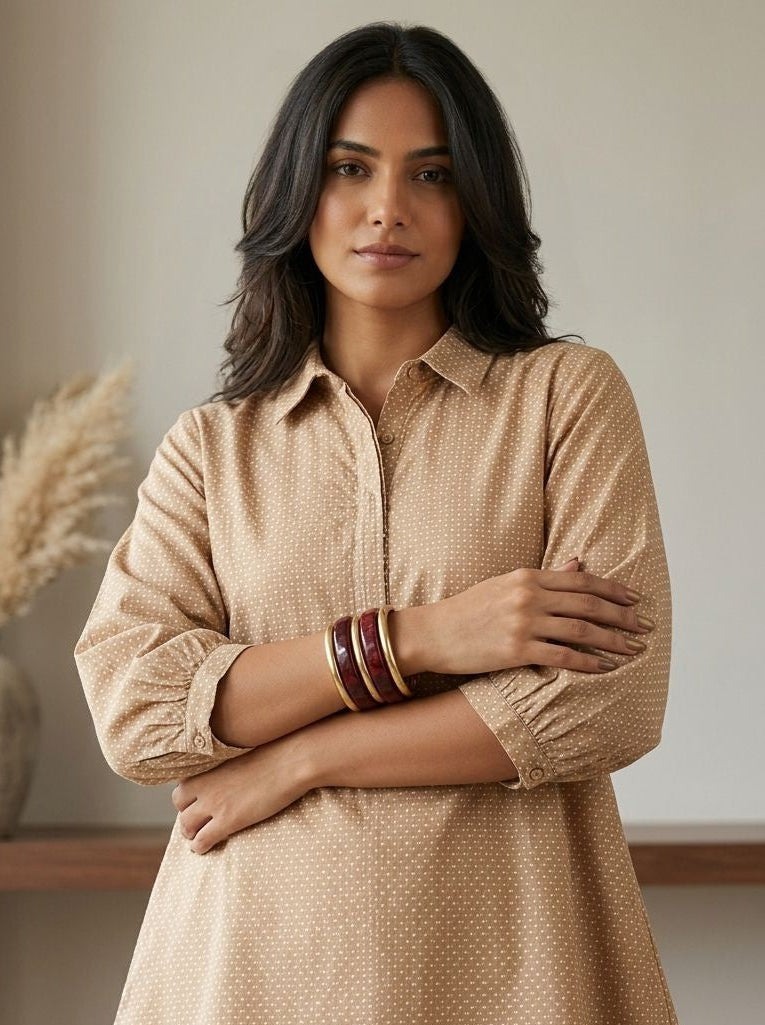 Gold-Tone Brass & Resin Bangles Set of 5 Stack for Women – Contemporary Fusion Wear 
