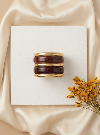 Gold-Tone Brass & Resin Bangles Set of 5 Stack for Women – Contemporary Fusion Wear 