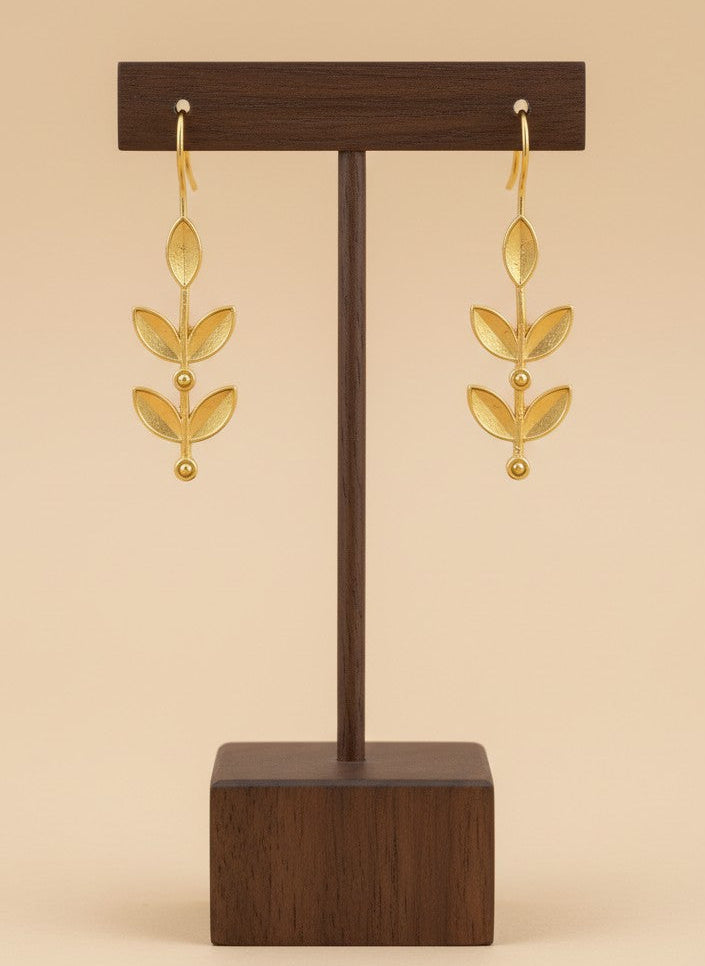 Gold Finish Botanical Leaf Drop Hook Earrings for Women - All Occasions wear