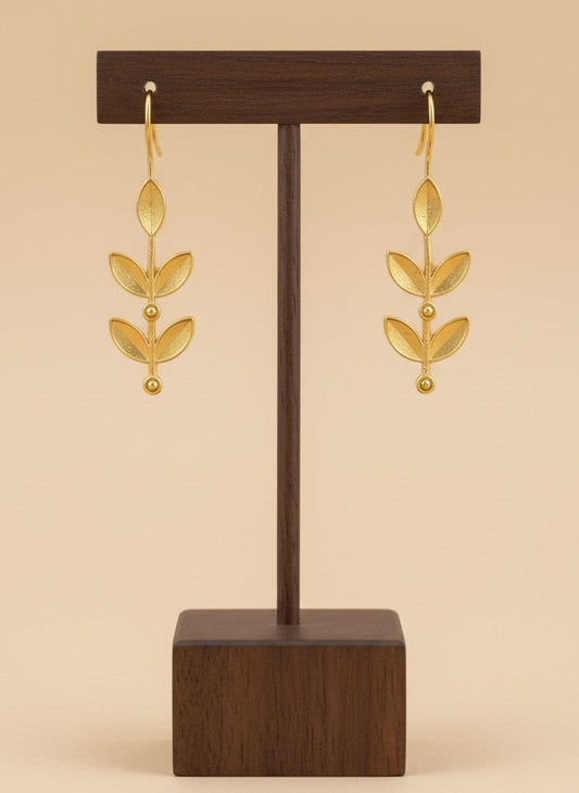 Gold Finish Botanical Leaf Drop Hook Earrings for Women - All Occasions wear