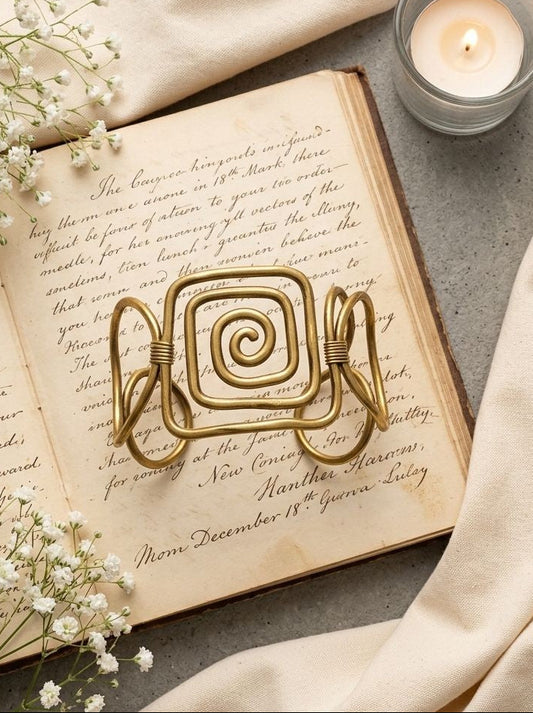 Handcrafted Abstract Pure Brass Spiral Wire Cuff Bracelet for Women - Statement Piece