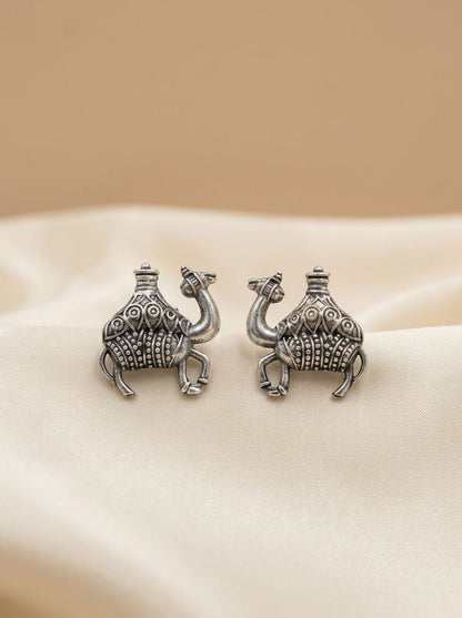 Handcrafted Silver Oxidized Camel Motif Earrings for Women – Ethnic Wear