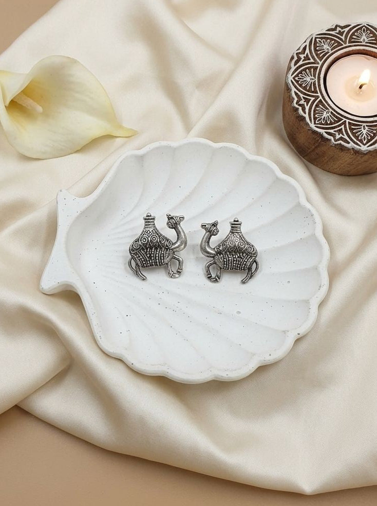Handcrafted Silver Oxidized Camel Motif Earrings for Women – Ethnic Wear