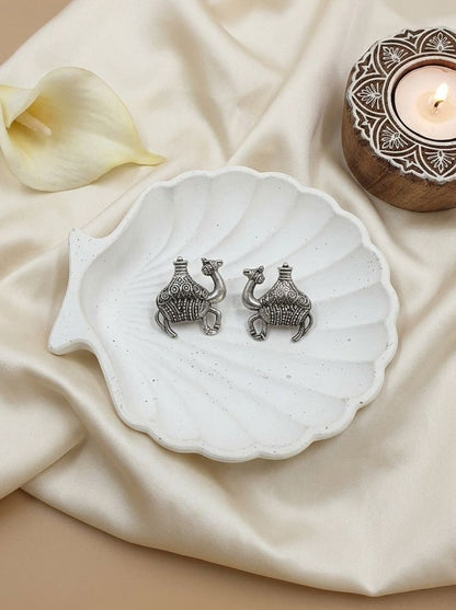 Handcrafted Silver Oxidized Camel Motif Earrings for Women – Ethnic Wear
