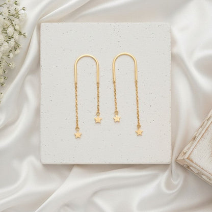Handcrafted Trendy Gold Plated Star Dangler Earrings for Women - Chic Western Wear