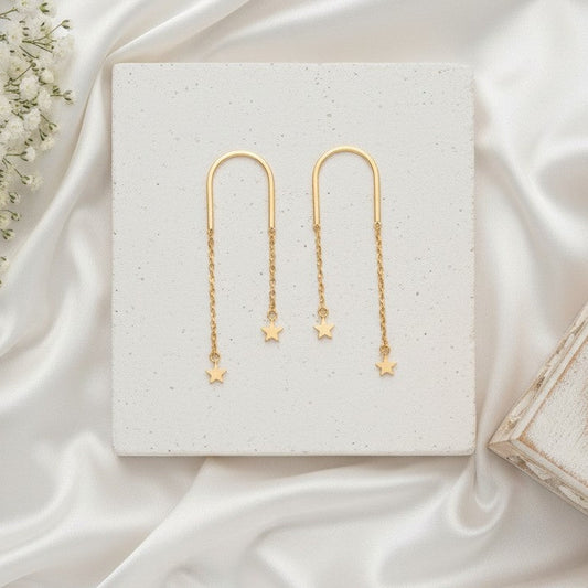 Handcrafted Trendy Gold Plated Star Dangler Earrings for Women - Chic Western Wear