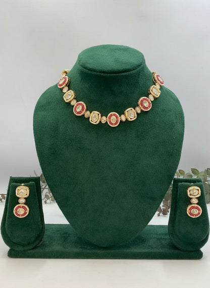 Heirloom handcrafted 22K Gold Plated Premium Kundan Choker Necklace Set for Women - Special Occasions