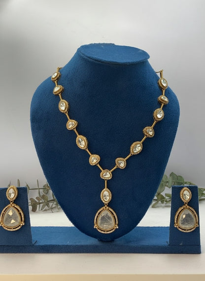 Dhoomra Noor Smoky Grey Doublet Stone Polki Necklace Set for Women – Wedding & Occasion Wear