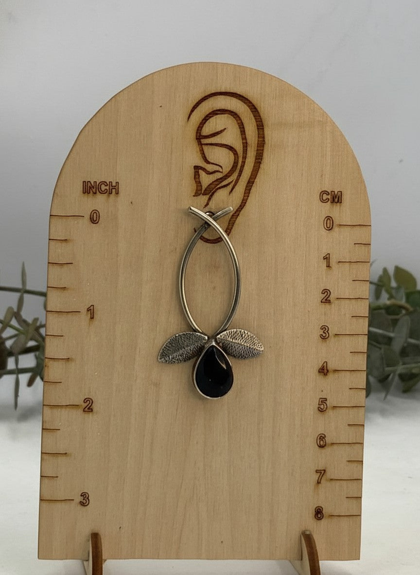 Silver Oxidized Leaf Design Earrings with Stone Drop for Women - All Occasions Wear