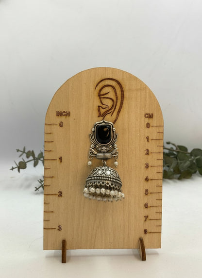 Silver Oxidized Black Stone Jhumka Earrings with Pearl Drops for Women - All Occasions