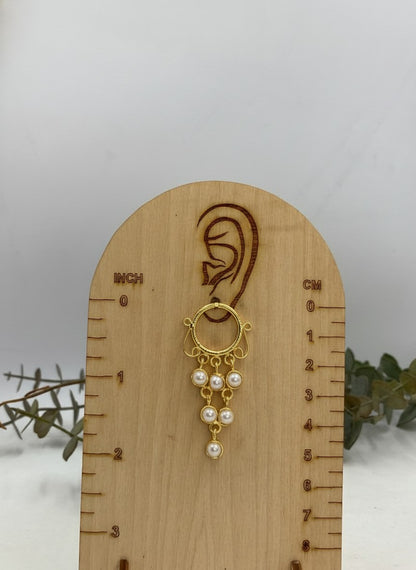 Gold-Plated Circular Drop Earrings with Pearl Tassels for Women - All Occasions