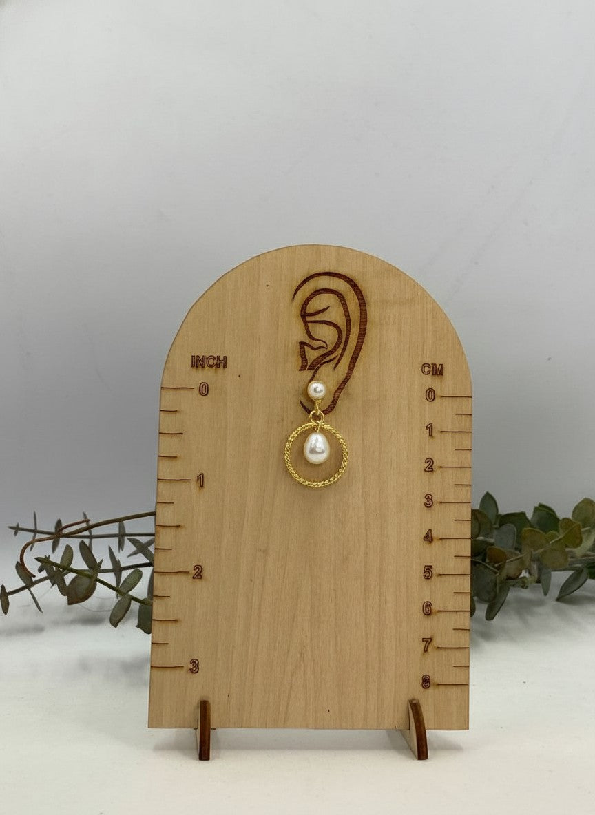Gold-Plated Twisted Hoop Pearl Drop Earrings for Women - Everyday Office & Casual Wear